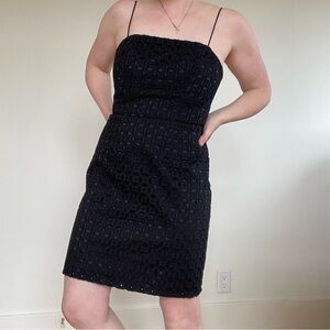 Black Eyelet Spaghetti-Strap Dress